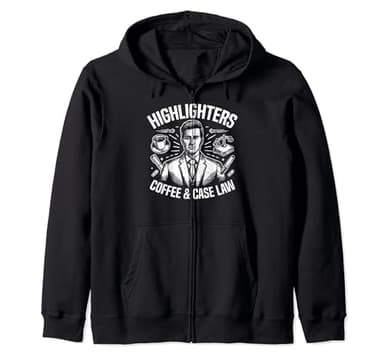 Highlighters Coffee and Case Law Law Student Zip Hoodie