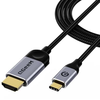 QGeeM USB C to HDMI Cable Adapter 6Ft 4K, USB Type C to HDMI Thunderbolt 3/4/5 Compatible for iPhone17/16/15 pro,Galaxy,MacBook Pro/air/neo,IPad pro,Surface,Dell XPS,HP,Thinkpad,Pixelbook,and More