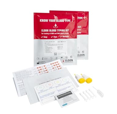 Eldoncard Blood Typing Kit, 2 Test Pack, Know Your Blood Type, Accurate Instant Home Testing, Determine A, O, B, RHS-D Negative & Positive Groups, Home Health Tests, Complete Health Testing Kit