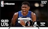 Hisense 100-Inch Class U7 Series ULED 4K UHD Google Smart TV (100U76N, 2024 Model) - QLED, Native 144Hz, Motion Rate 480, Dolby Vision, Full Array Local Dimming, Game Mode Pro, Alexa Compatibility