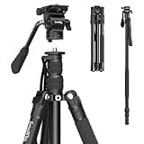 SmallRig CT180 Video Tripod, 72" Camera Tripod Monopod with Fluid Head, Aluminum Camera Tripod, 360° Panorama Fluid Head for Travel, Video, Live Streaming, Vlogging- 3760B