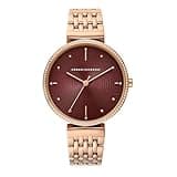 A｜X ARMANI EXCHANGE Women's Three Hand Rose Gold-Tone Stainless Steel Bracelet Watch (Model: A|X5912)