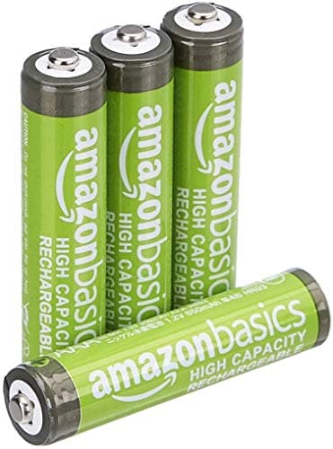 Amazon Basics 4-Pack Rechargeable AAA NiMH High-Capacity Batteries, 850 mAh, 1.2V, Low Self Discharge, Pre-Charged, Recharge up to 500x Times