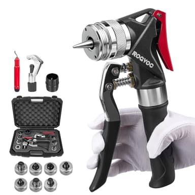 ROGVOC Hydraulic Swaging Tool, HVAC Copper Tubing Expander with 7 Pipe Expanding Jaws, 3/8 to 1-1/8 Inch, Pipe Cutter, Deburring Tool, Chamfering Tool for Soft Copper and Aluminum Pipes