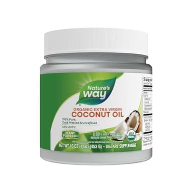 Nature's Way USDA Organic Extra Virgin Coconut Oil- Pure, Cold-Pressed, Non-GMO, 16 Ounces
