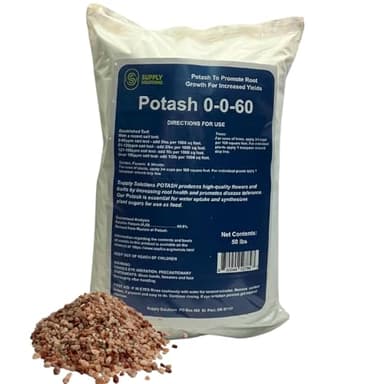 Supply Solutions Muriate of Potash 0-0-60 Fertilizer, High Potassium Fertilizer, Potassium for Plants, Ideal Plant Food & Potash for Plants - for Lush Crops, Blooms, Acidic Plants (50lbs)