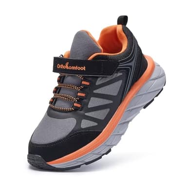 Boys Girls Kid Orthopedic Walking Shoes Arch Support: Supportive Pain Relief Hammer Toes Sports Sneakers, Comfortable High Arch Adjustable Fit Hanging Out Boys Girls Shoes Orange Black Little Kid 1.5