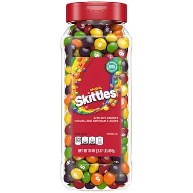 SKITTLES Original Chewy Fruity Rainbow Candy For Mid Day Snacking, Road Trips, Gaming & Party Fun, 30 Oz Resealable Bulk Candy Jar