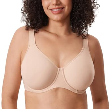 DELIMIRA Women's Inbarely Plus Full Coverage Bra Plus Size Underwire Unlined Seamless Bras Beige 38C