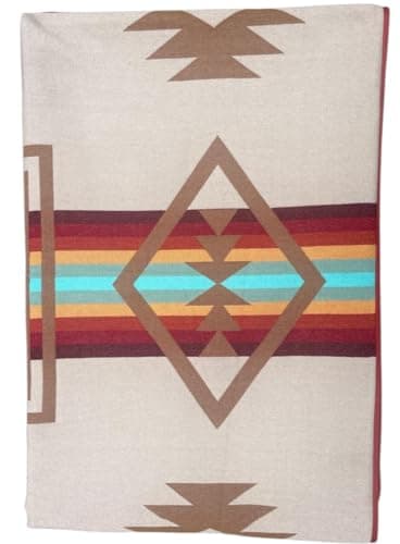 AHUAY Alpaca Wool Blanket – Reversible, Throw Size 78x45 - Soft Warm Lightweight Andean Artisan Throw, Handmade in Ecuador (Beige and Colors)