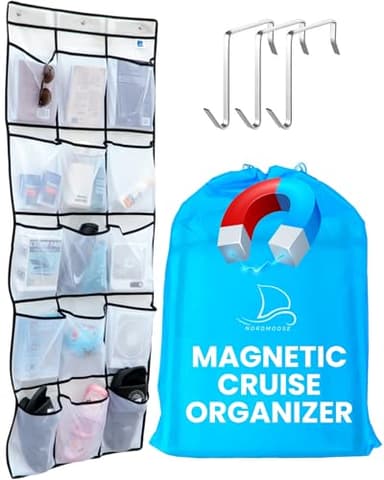 Nordmoose Cruise Ship Magnetic Door Organizer, Over The Door Organizer For Cruise Ships, Magnetic Shoe Rack - 3 Strong Anti-Scratch Magnets - Large Durable Pockets To Store Cruise Essentials 2026