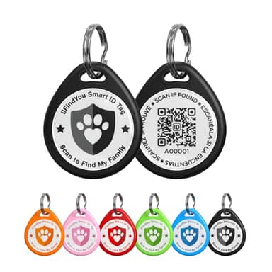 ilFindYou Dog Tags Personalized, QR Code Pet ID Tags for Dog Collar, Online Profile, Scan Location Alerts, Black