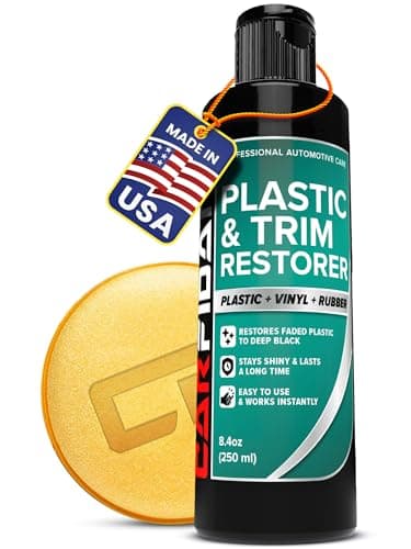 Carfidant Plastic Restorer for Cars – Refreshes Faded Plastic, Vinyl & Rubber Trim with Polish for Deep Shine – Protects Against UV & Dirt – Black Exterior & Interior Care for Detailing - 8.4 fl. Oz.