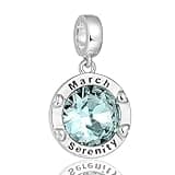 Pandora Style Charm Round Birthstone Charms for Pandora Bracelets Necklace Blue Aquamarine March Birthstone Birthday Gifts for Women