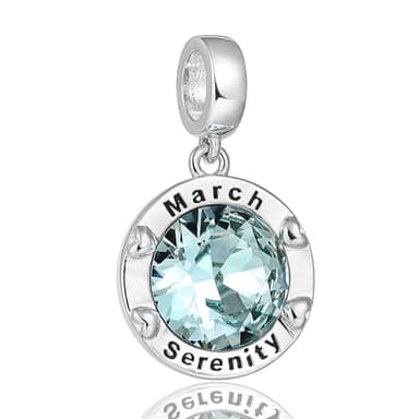 Pandora Style Charm Round Birthstone Charms for Pandora Bracelets Blue Aquamarine March Birthstone Birthday Charms Christmas Jewelry Gifts for Women