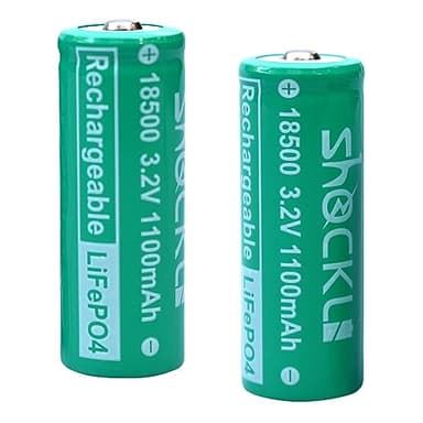 funkawa (2-Pack) 18500 3.2V LiFePO4 Solar Batteries, shockli 18500 3.2 Volt 1100mAh Rechargeable Solar Battery for Outdoor Solar Lights (Not AA Battery)