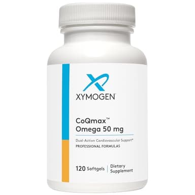 XYMOGEN CoQmax Omega 50 mg - CoQ10 + Fish Oil Omega 3 Supplement - Dual-Action Heart Health Support - Coenzyme q10 + Specialized Fish Oil for 3X Greater Absorption of EPA DHA (120 Softgels)