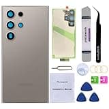 Perzework Rear Back Glass Replacement for Samsung Galaxy S24 Ultra 6.8-inches with Reparing Toolkit(Titanium Gray)