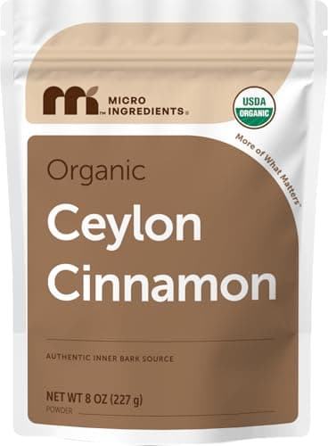 Micro Ingredients Organic Ceylon Cinnamon Powder, 8 oz | Sri Lanka Source | True Cinnamon for Spice & Seasoning | Great for Baking, Cooking, & Drinks | Additive Free, Non-GMO