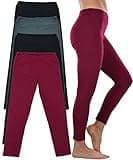 ToBeInStyle Women's Pack of 4 Poly/Spandex Blend Full Length High Waisted Stretchy Microfiber Leggings - Classic Assortment - Small-Medium
