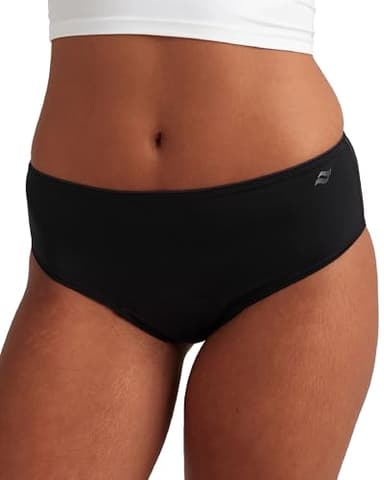 saalt Teen Brief Period Underwear - Leakproof Menstrual Underwear for Teen Girls - Nylon-Spandex Blend - Full-Coverage Comfort - Machine Washable - Heavy Absorbency - 11-12 (M) Volcanic Black