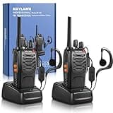 Maylawn Walkie Talkies Pack of 2, Walkie Talkies Long Range for Adults with Rechargeable Batteries, Two Way Radios with LED Light Earpieces and Chargers, 16 Channels, Supports VOX Function
