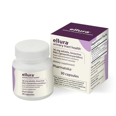 ellura 36 mg Clinically Backed Soluble, Bioactive PACs – 100% Concentrated Cranberry Fruit Juice Extract, for Urinary Tract Health, 30 Capsules