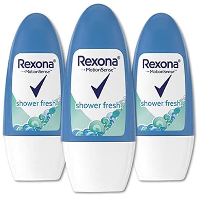 Rexona Shower Fresh- Roll On, Antiperspirant Deodorant For Women, Free Alcohol, 48 Hours Protection, Quick Dry, It helps reduce stains and protect you against sweat 50 ML (Pack of 3), 1.70 Fl Oz 1)