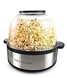 Nostalgia 6-Quart Stirring Popcorn Popper - Quick-Heat Technology - Makes 24 Cups of Popcorn - Includes Kernel Measuring Cup - Perfect for Birthday Parties, Movie Nights, and More - Stainless Steel