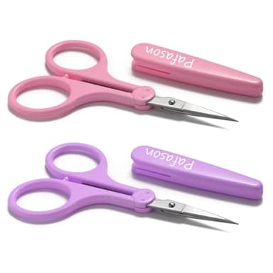 PAFASON Small Travel Craft Scissors Set Straight Precision Tip All Purpose for Scrapbooking Quilting Sewing Knitting Embroidery Cross Stitch Crochet Thread Yarn Paper Fabric Detail Cutting Safety Case