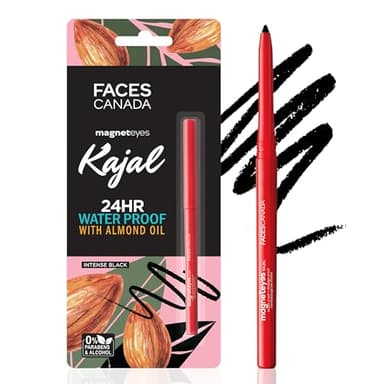 FACESCANADA Magneteyes Kajal - Black, 0.35g | 24 Hr Long Stay | One Stroke Smooth Glide | Waterproof, Smudgeproof & Fadeproof | Deep Matte Finish | Enriched With Almond Oil & Vitamin E