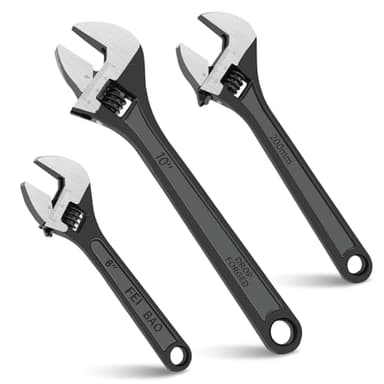 3PCS Adjustable Wrench Set, 6-10", Wide-Jaw, Non-Slip Ergonomic Grip, Crescent Wrench, Great for Car Repairs, Plumbing, and Home Fixes
