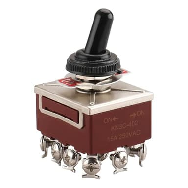 Baomain Toggle Switch KN3C-402 on/on 4PDT 4P2T AC 380V 15A 12 PINS Screws with Waterproof Boot