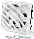 Nalle 10 Inch Window Reversible Exhaust Fan Through-wall installation Ventilation Fan Shutter Box Blower Ventilation Air Extractor for Bathroom Garage Greenhouse Panel size 13.5X13.5