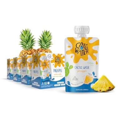 Caliwater - Kids Organic Cactus Water Pouches - Pineapple - 10 Calories - Natural Plant Based Hydration Drinks - Flavored Water - Replace Coconut Water, Juice Boxes - Vegan, Electrolytes - 24 Count