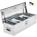 GarveeTech Truck Bed Tool Box Heavy Duty Aluminum With Sliding Shelf, Diamond Plate Toolbox for Pick Up Truck Rv Trailer, Trailer Toolbox Storage With Side Handle, Lock and Keys, 30x13x10 inch