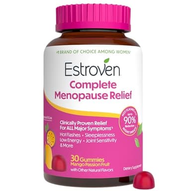 Estroven® Complete Menopause Relief Gummies for Women Mango Passionfruit Flavor, 30 Count, Hormone Free and Drug Free Daily Supplement for Hot Flashes and Night Sweats