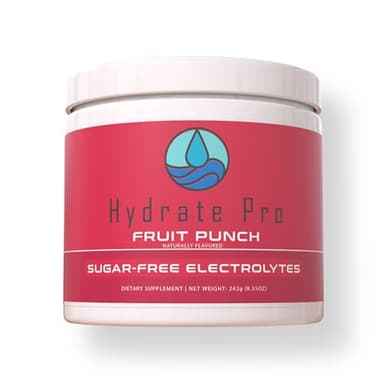 Hydrate Pro Clinical-Grade Electrolyte Powder | 45 Servings | 1000mg Sodium Formula | POTS & Dysautonomia Support | Sugar-Free (Fruit Punch)