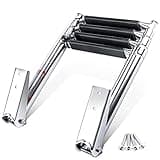 4 Step Boat Ladder, Stainless Steel Telescopic 4 Step Pontoon Boat Ladder, Extendable Dock Ladder for a Pontoon, Max. Load 900 Pound Capacity Marine Telecoping Ladder for Boat Yacht/Swimming Pool
