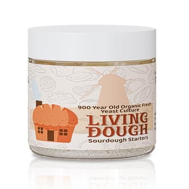Living Dough - 900 Year Old Sourdough Starter Culture - Active & Live Organic Sourdough Starter for Baking - For Artisan Bread, Pizza Dough, Waffles & More