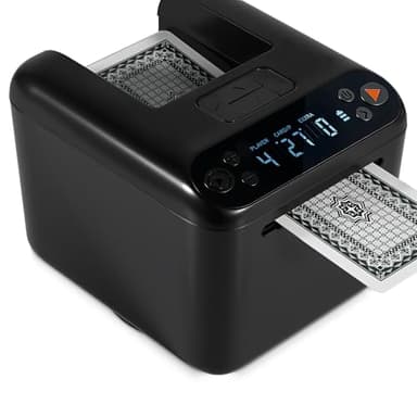 WQV Automatic Card Dealer Machine, 1/2/3 Deck Playing Cards Dealing Machine, 180° 360° Rotating Robot Uno Card Dealer Rechargeable for Phase 10 Five Crowns Casino Poker Games, Texas Hold’em Mode