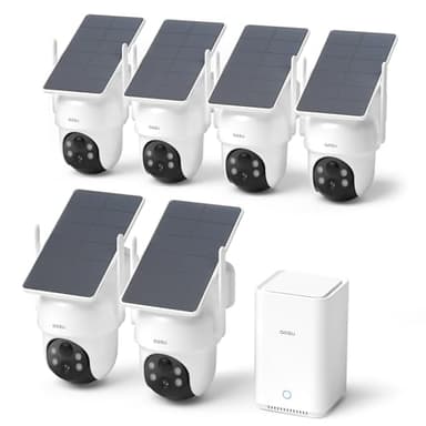 aosu Security Cameras Wireless Outdoor, 6-Cam Kit, No Subscription Required, aosuBase Expandable to 1TB (32GB Built-in), 360° Pan & Tilt, Human Auto Tracking, 5MP Color Night Vision, Easy Setup