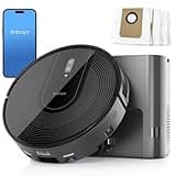 Enboya Robot Vacuum Powerful Suction: Robot Vacuum Cleaner with Self-Empty Base Storing up to 85 Days of Dust - Wi-Fi/App/Alexa Control - Robotic Vacuum Ideal for Hard Floors, Pet Hair (Black)