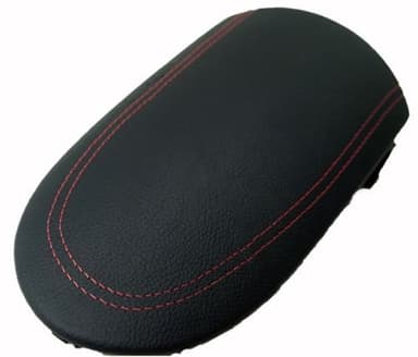 Fits 2008-2013 Nissan 370Z Synthetic Black Leather Center Console Armrest Cover with Red stitching. (Skin Only)