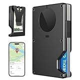 Air Wallet Built-in Finder Tag, Smart Tracker Wallet for Men, RFID Slim Minimalist Credit Card Holder Front Pocket Wallets with Money Clip, Work for Apple Find My (iOS Only) -Men Gifts