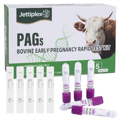 Cow Pregnancy Test Kit, Cattle Pregnancy Test Kit, Bovine Blood Test for Early Detection - 28 Days Post-Breeding - 5 Tests for Dairy Cow, Beef Cattle & Herd Management