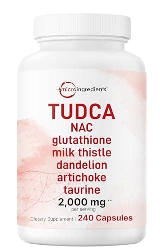 Micro Ingredients TUDCA Bile Salts 2,000mg Supplement, 240 Capsules | 7-in-1 Complex with NAC, Milk Thistle, Glutathione, Dandelion & Artichoke | Extra Strength Tauroursodeoxycholic Acid | Non-GMO