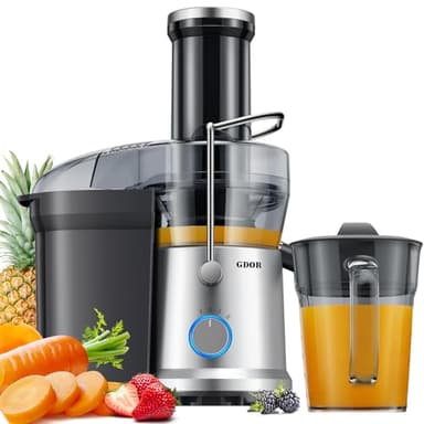 GDOR 1200W Juicer Machines with Larger 3.2" Feed Chute, 45oz Large Juice Jug, Centrifugal Juice Extractor Maker with Titanium Enhanced Cutting System, Dual Speeds, BPA-Free, Silver