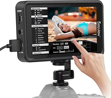 Desview 5.5 inch R5 Touch Screen DSLR Camera Field Monitor 4K HDMI Input/Output，HDR Full HD 1920x1080 IPS,3D-Lut Video Peaking Focus Assist，HDMI Camera Field Monitor