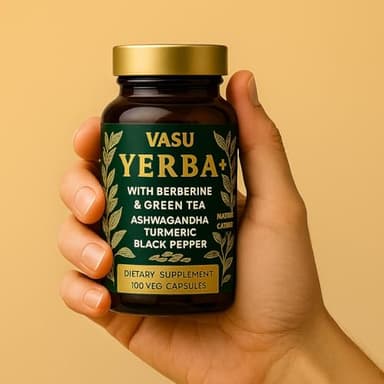 Yerba+ Yerba Mate Capsules – 9 in 1 Blend with Barberry & Green Tea | with Ashwagandha, Amla, Turmeric & Ginger | Herbal Supplement for Clean Energy, Focus & Digestive Support – 100 Vegan Capsules